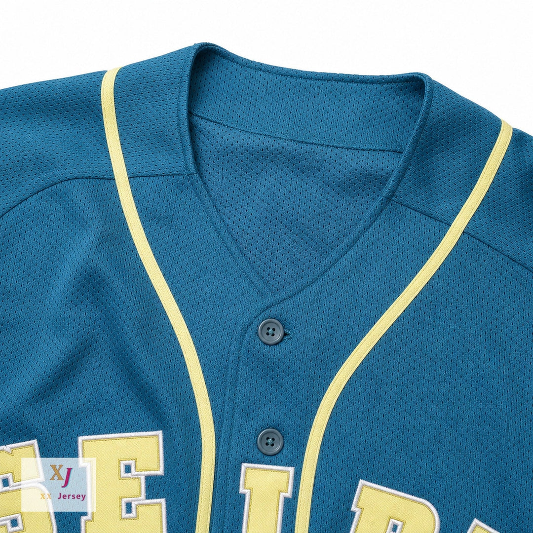 Camiseta de béisbol con botones SEIBU LIONS TEAL, personalizada con cualquier nombre y número, cosida S-6XL
