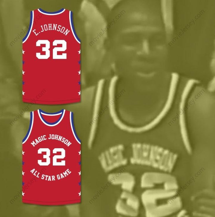 PERSONALIZA Cualquier Nombre Número MAGIC JOHNSON 32 CAMISETA DE BALONCESTO ROJA ALL STAR GAME 1990 EVENTO DE CARIDAD NOCHE DE VERANO MÁGICA Cosido Superior S-6XL