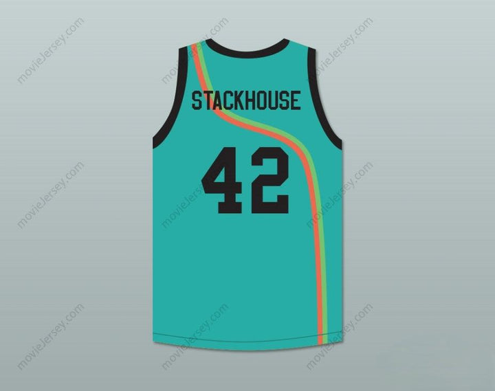 CUSTOM ANY Name Number JERRY STACKHOUSE 42 ROSWELL RAYGUNS TEAL BASKETBALL JERSEY Top Stitched S-6XL