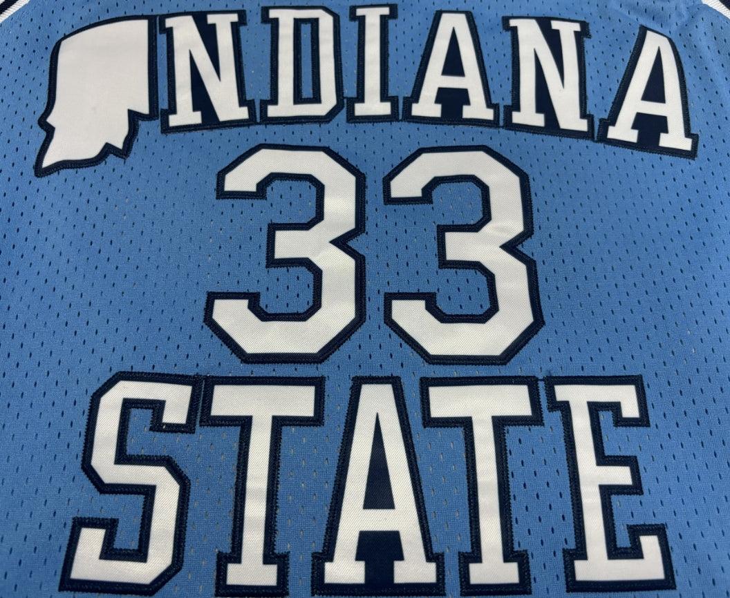 Camiseta de baloncesto para hombre Bird #Men's Larry Bird #33 Indiana State, totalmente cosida, azul, tallas S-2XL