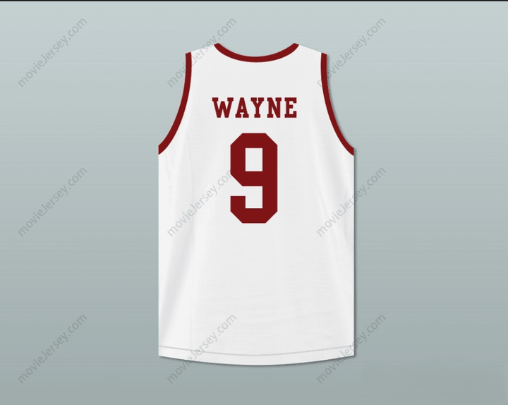 CAMISETA DE BALONCESTO BLANCA PERSONALIZADA CUALQUIER Nombre Número DWAYNE WAYNE 9 HILLMAN COLLEGE CON PARCHE DE ÁGUILA Cosida S-6XL