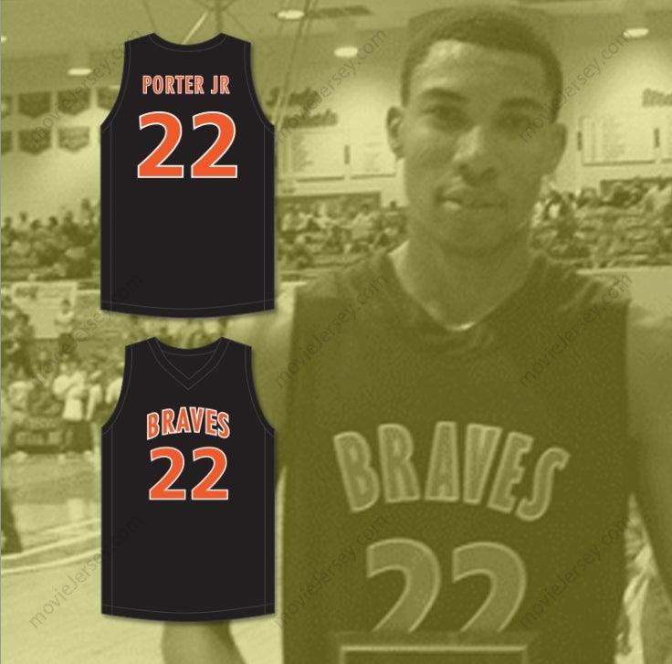 CAMISETA DE BALONCESTO NEGRA DE LOS BRAVES DE LA ESCUELA SECUNDARIA SCOTT COUNTY CENTRAL PERSONALIZADA CON CUALQUIER Nombre Número OTTO PORTER JR. 22 Cosido superior 2 S-6XL