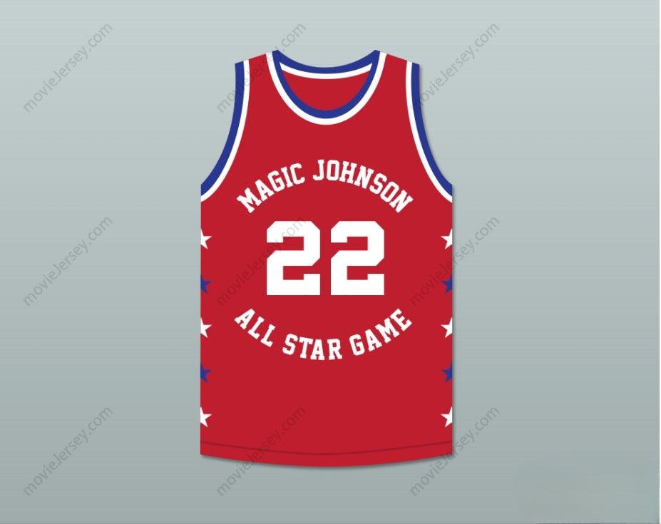 PERSONALIZA Cualquier Nombre Número ROLANDO BLACKMAN 22 MAGIC JOHNSON JERSEY DE BALONCESTO ROJO ALL STAR GAME 1990 MIDSUMMER NIGHT'S MAGIC EVENTO BENÉFICO Costuras Superiores S-6XL