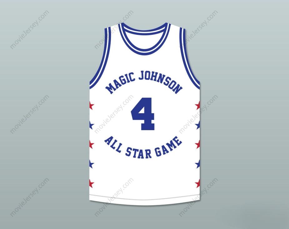 CUSTOM ANY Name Number SPUD WEBB 4 MAGIC JOHNSON ALL STAR GAME WHITE BASKETBALL JERSEY 1990 MIDSUMMER NIGHT'S MAGIC CHARITY EVENT Top Stitched S-6XL