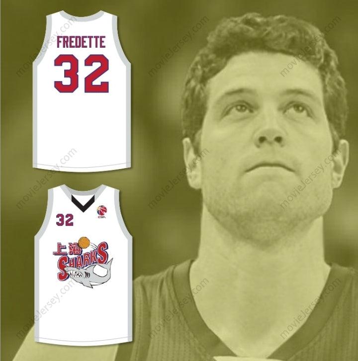 PERSONALIZA CUALQUIER Nombre Número JIMMER FREDETTE 32 SHANGHAI SHARKS CAMISETA DE BALONCESTO ALTERNATIVA BLANCA CON PARCHE CBA Cosido Superior S-6XL
