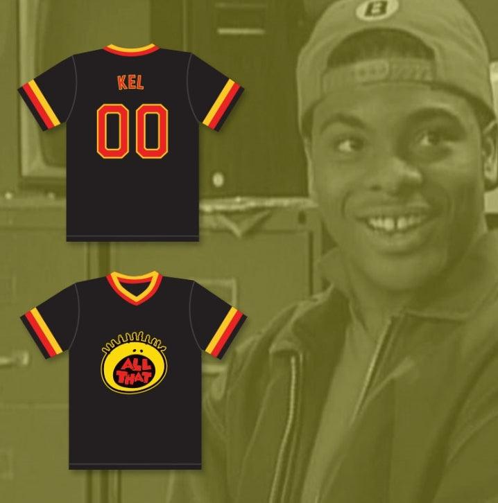 Camiseta de béisbol negra ALL THAT KEL MITCHELL 00 con número y nombre personalizado, 2 costuras, tallas S-6XL