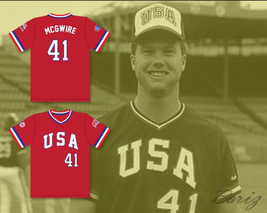 Personaliza cualquier nombre número MARK MCGWIRE 41 1984 USA TEAM RED CAMISETA DE BÉISBOL Cosida S-6XL