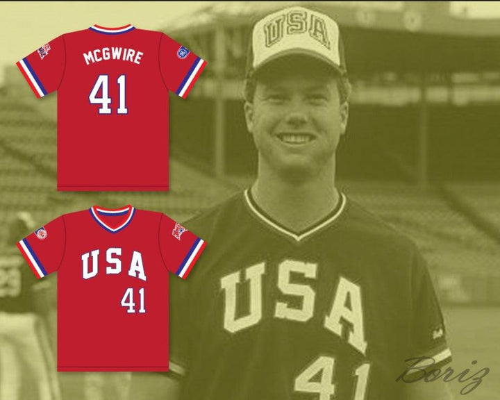 Personaliza cualquier nombre número MARK MCGWIRE 41 1984 USA TEAM RED CAMISETA DE BÉISBOL Cosida S-6XL