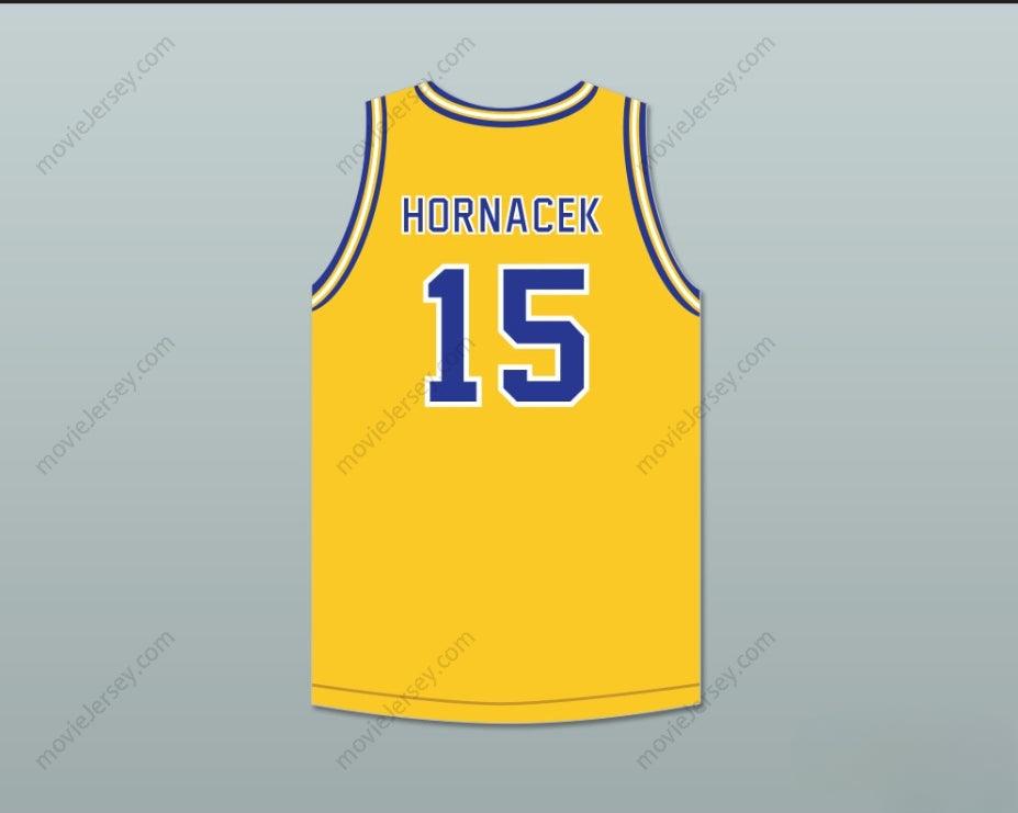 PERSONALIZADA Cualquier Nombre Número JEFF HORNACEK 15 LYONS TOWNSHIP HIGH SCHOOL LIONS CAMISETA DE BALONCESTO AMARILLO ORO 2 Top Cosido S-6XL
