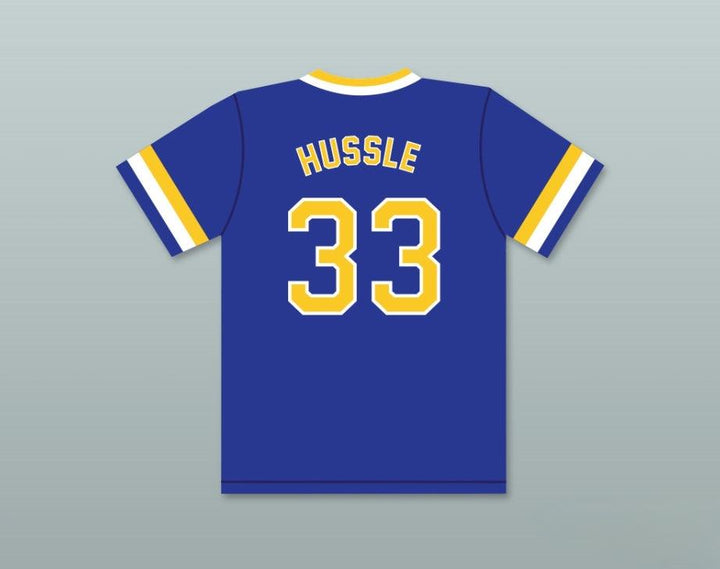 Camiseta de béisbol azul personalizada con cualquier nombre y número NIPSEY HUSSLE 33 CRENSHAW HIGH SCHOOL, cosida, tallas S-6XL