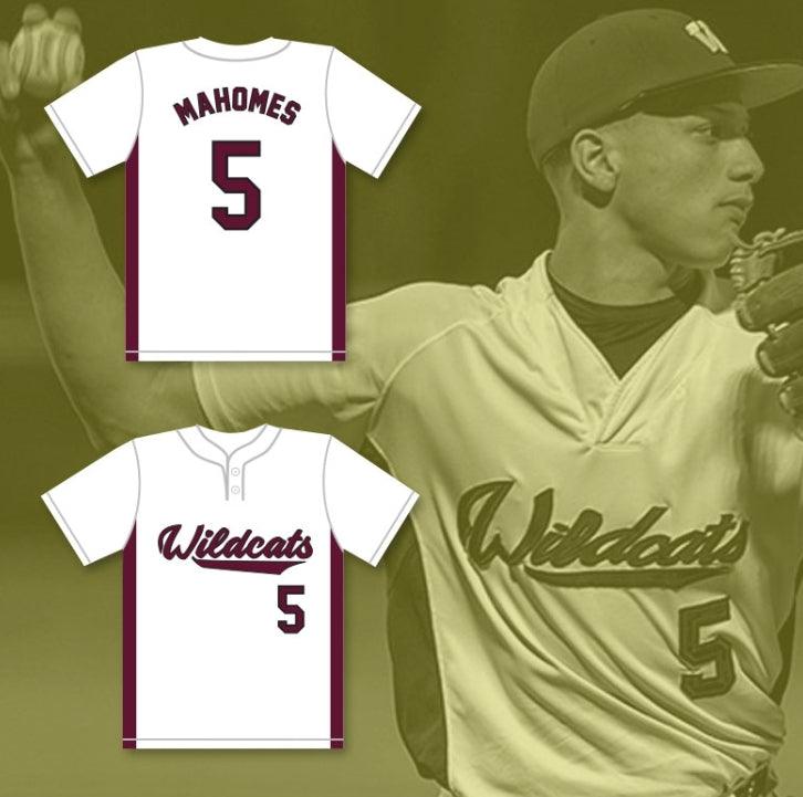 Personalizado Cualquier Nombre Número PATRICK MAHOMES 5 CAMISETA DE BÉISBOL BLANCA WILDCATS DE LA ESCUELA SECUNDARIA DE WHITEHOUSE 2 Costuras Superior S-6XL