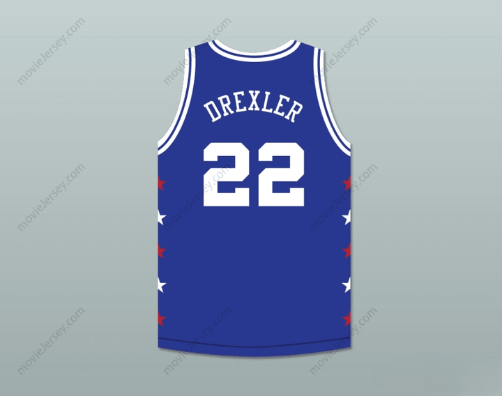PERSONALIZA CUALQUIER Nombre Número CLYDE DREXLER 22 MAGIC JOHNSON ALL STAR GAME CAMISETA AZUL DE BALONCESTO 1989 EVENTO BENÉFICO MIDSUMMER NIGHT'S MAGIC Cosido Superior S-6XL