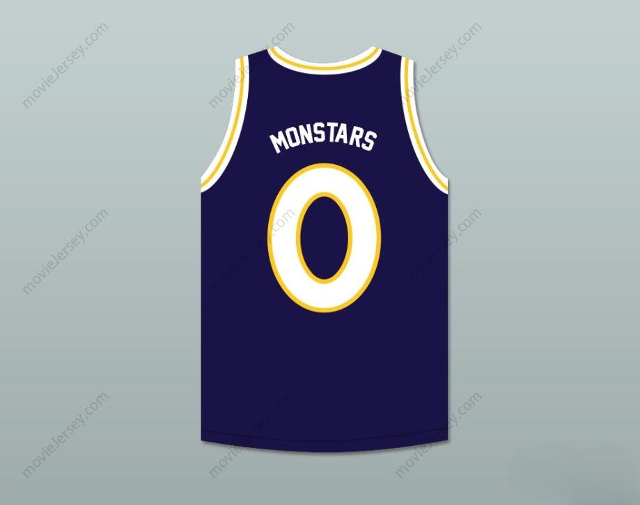 PERSONALIZA Cualquier Nombre Número MONSTARS 0 MONSTARS AZUL OSCURO CAMISETA DE BALONCESTO COSIDA TOP HIT EM HIGH S-6XL