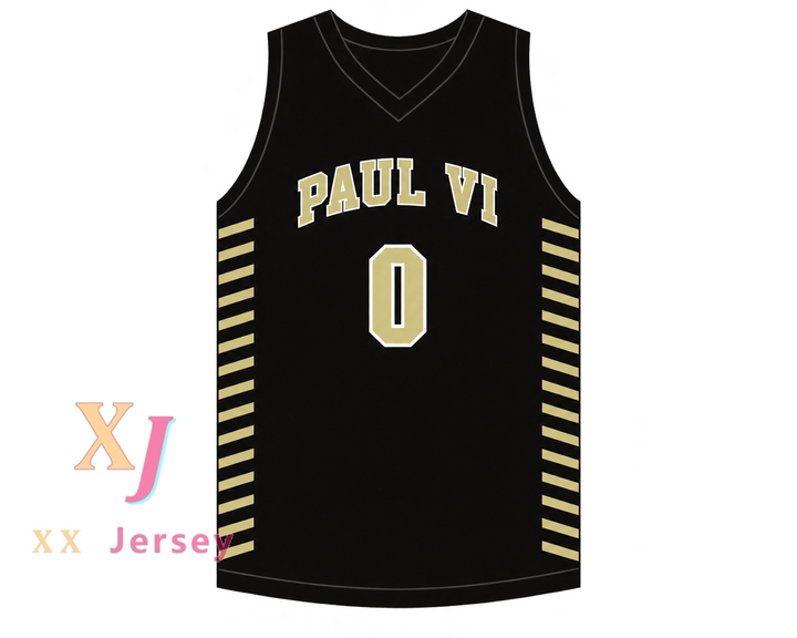Custom Trevor Keels 0 Paul VI Catholic High School Panthers Black Basketball Jersey