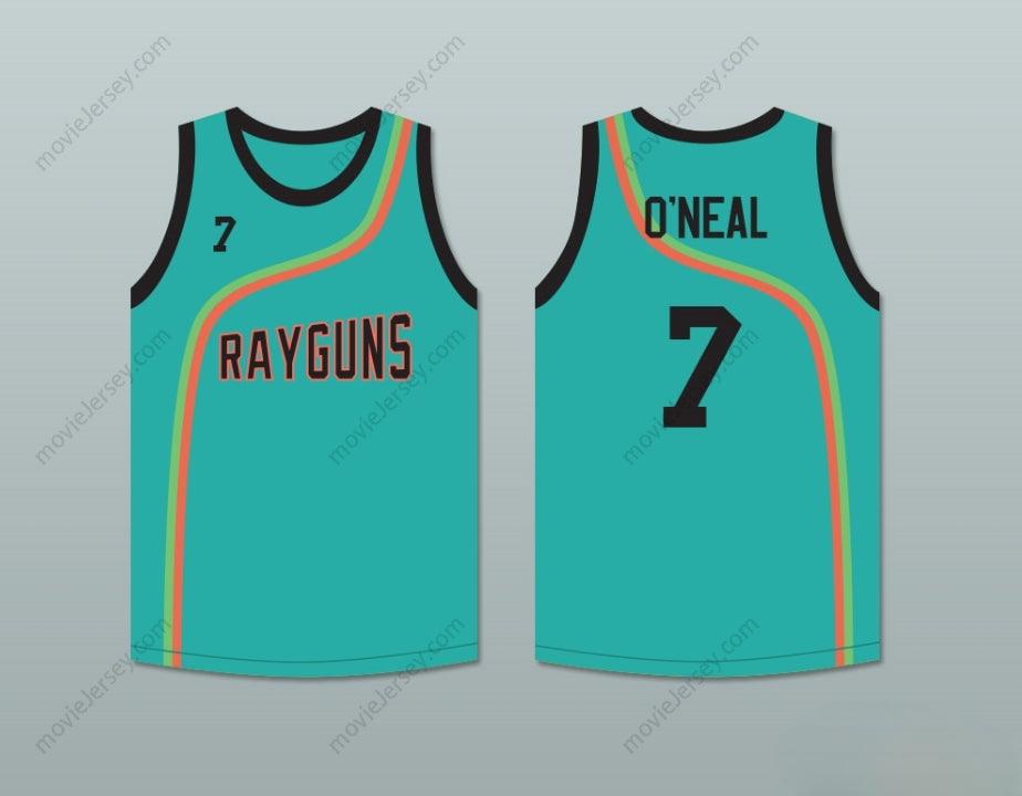 PERSONALIZA CUALQUIER Nombre Número JERMAINE O’NEAL 7 CAMISETA DE BALONCESTO ROSWELL RAYGUNS VERDE AZULADO Costuras Superiores S-6XL