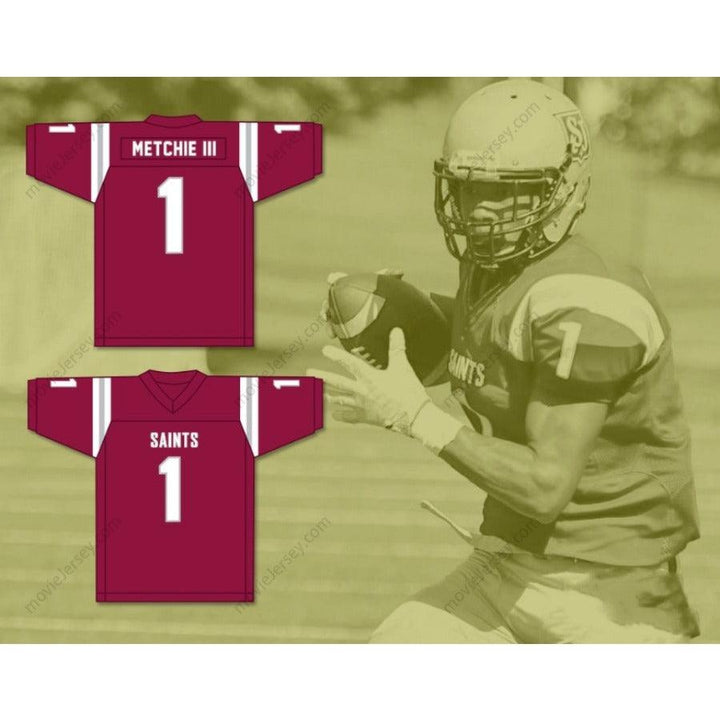 Personaliza cualquier nombre MAROON JOHN METCHIE III Camiseta de fútbol SAINTS de ST. JAMES SCHOOL con costuras S-6XL