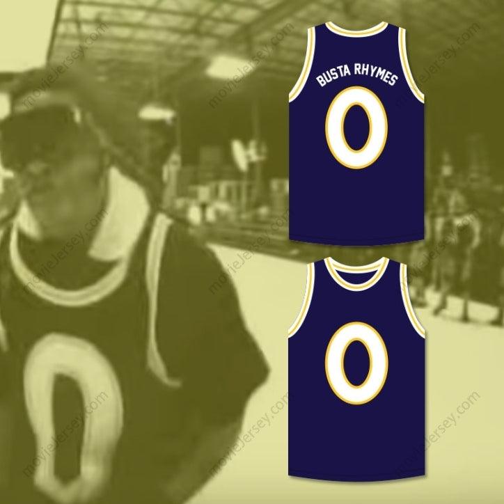 PERSONALIZA Cualquier Nombre Número BUSTA RHYMES 0 MONSTARS CAMISETA BALONCESTO AZUL OSCURO HIT EM HIGH Parte Superior Cosida S-6XL
