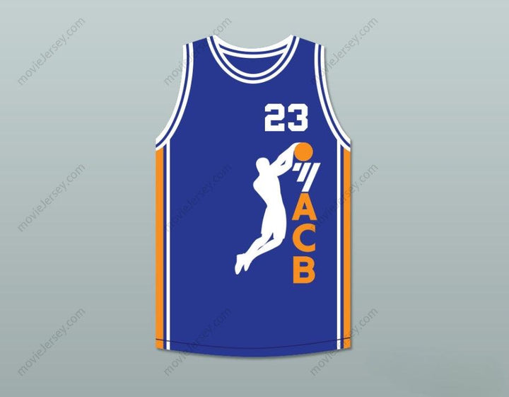 CAMISETA DE BALONCESTO AZUL DE JUEGO DE EXHIBICIÓN PERSONALIZADA MICHAEL 23 ACB 1990 BARCELONA CON CUALQUIER NOMBRE Y NÚMERO, 2 Cosidos, Tallas S-6XL