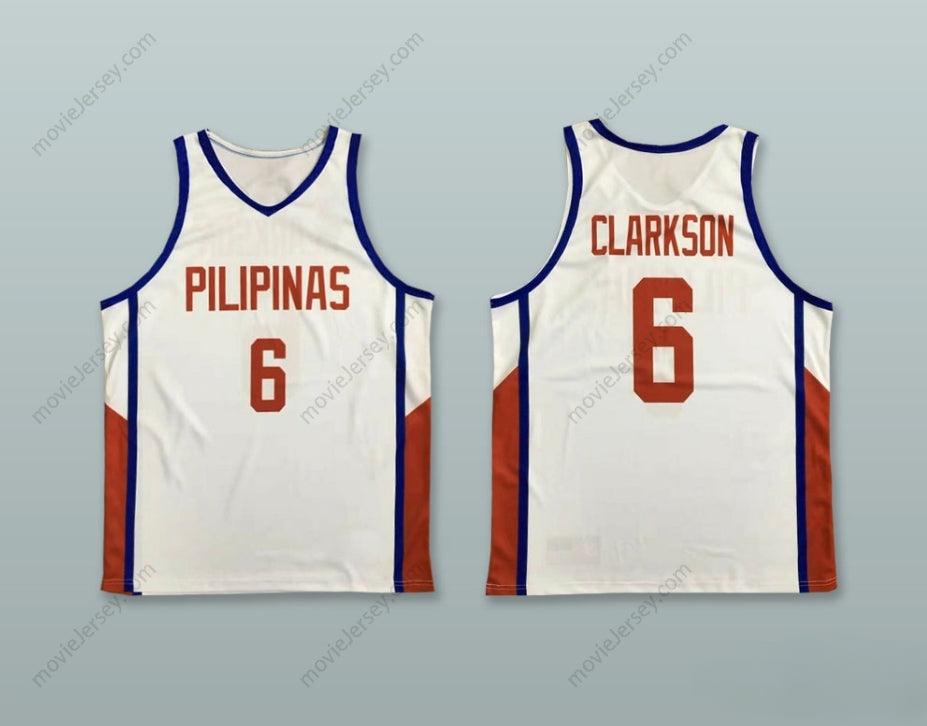 PERSONALIZADA Cualquier Nombre Número JORDAN CLARKSON 6 FILIPINAS CAMISETA BALONCESTO BLANCA Parte Superior Cosida S-6XL