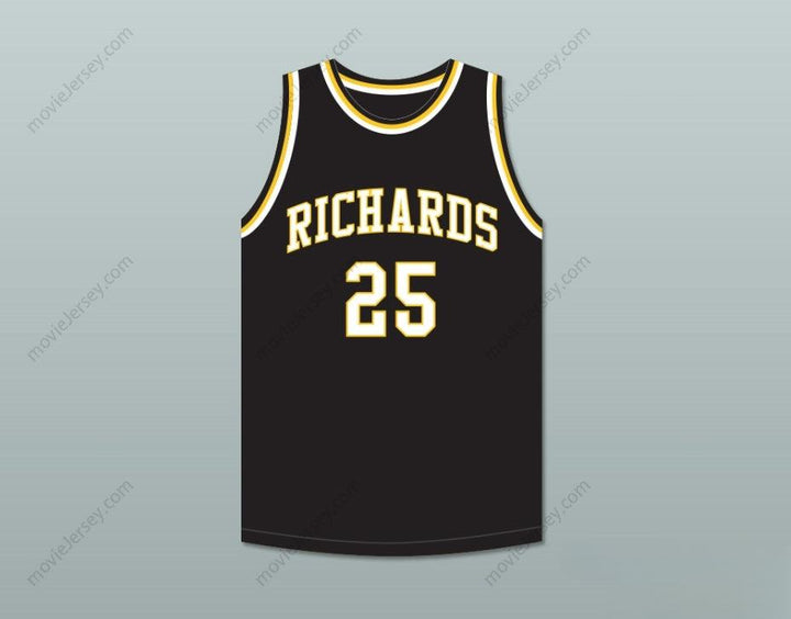 CAMISETA DE BALONCESTO NEGRA DE LOS BULLDOGS DE LA ESCUELA SECUNDARIA HAROLD L. RICHARDS, NÚMERO DE NOMBRE PERSONALIZADO, DWYANE WADE 25, 2 PUNTADAS SUPERIORES S-6XL