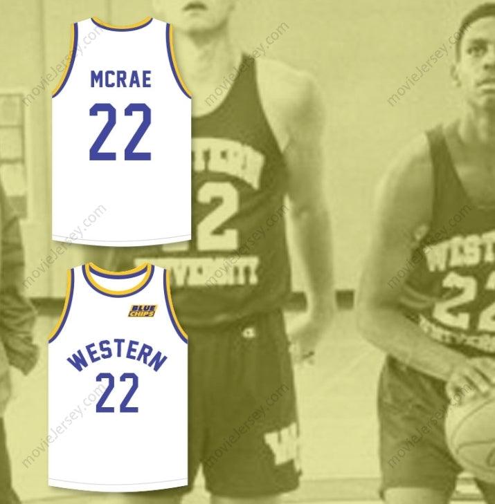 PERSONALIZA CUALQUIER Nombre Número ANFERNEE HARDAWAY BUTCH MCRAE 22 CAMISETA DE BALONCESTO BLANCA CON PARCHE DE FICHAS AZULES Costura Superior S-6XL