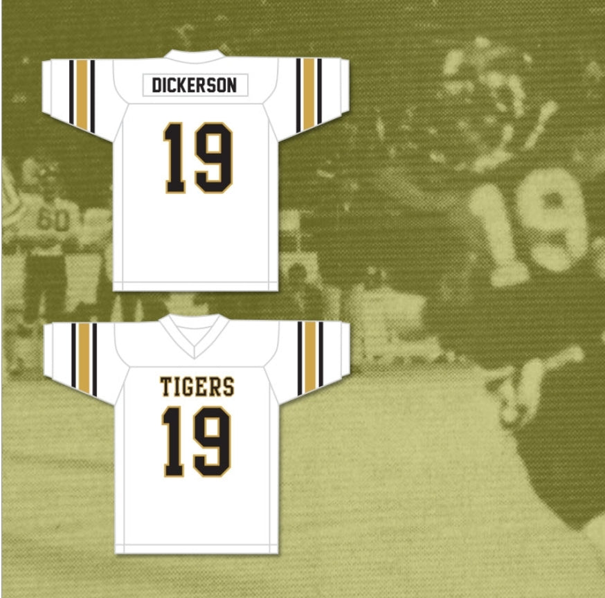 PERSONALIZADO CUALQUIER Nombre Número Eric Dickerson 19 Sealy High School Tigers Blanco Negro Camiseta de Fútbol Cosida S-6XL