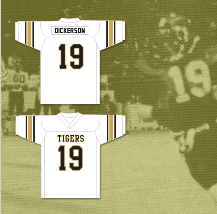 PERSONALIZADO CUALQUIER Nombre Número Eric Dickerson 19 Sealy High School Tigers Blanco Negro Camiseta de Fútbol Cosida S-6XL