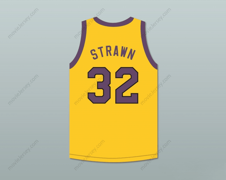 CUSTOM ANY Name Number TOMMY STRAWN 32 YELLOW BASKETBALL JERSEY WITH MARTIN PATCH Top Stitched S-6XL