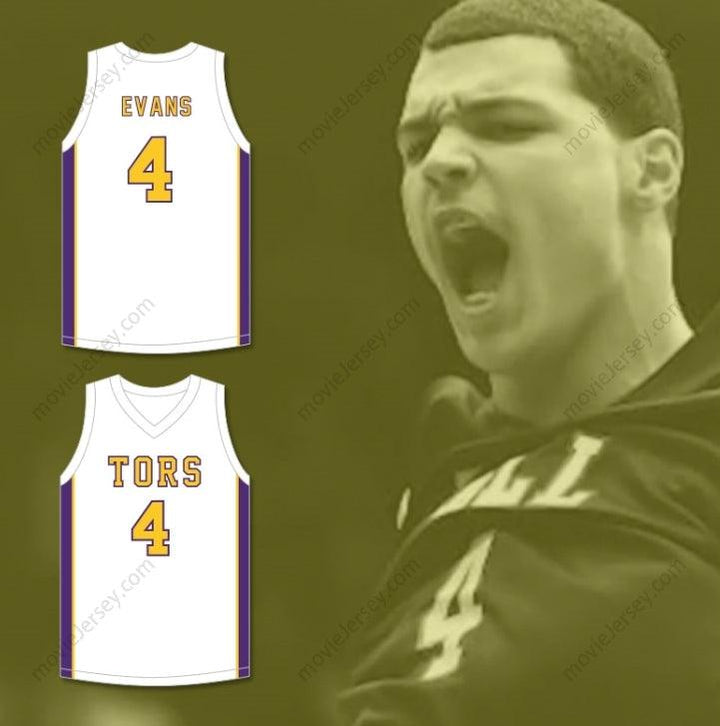 Camiseta de baloncesto blanca MIKE EVANS 4 BALL HIGH SCHOOL TORS personalizada con cualquier nombre y número, 1 top, costura, S-6XL