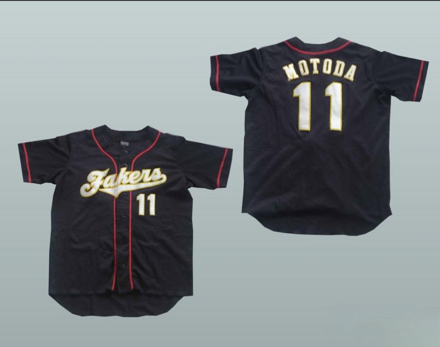 Camiseta de béisbol L. MOTODA FAKERS personalizada con cualquier nombre o número, NUEVA, costuras de primera calidad, tallas S-6XL