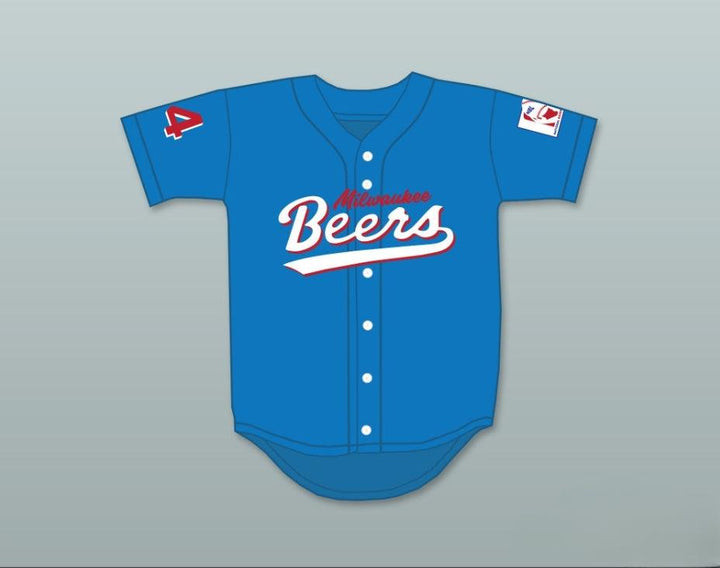 Personalizado cualquier nombre y número JOE COOPER 44 LOGO DE CERVEZAS DE LUJO CAMISETA DE BÉISBOL AZUL Con Costura Superior S-6XL