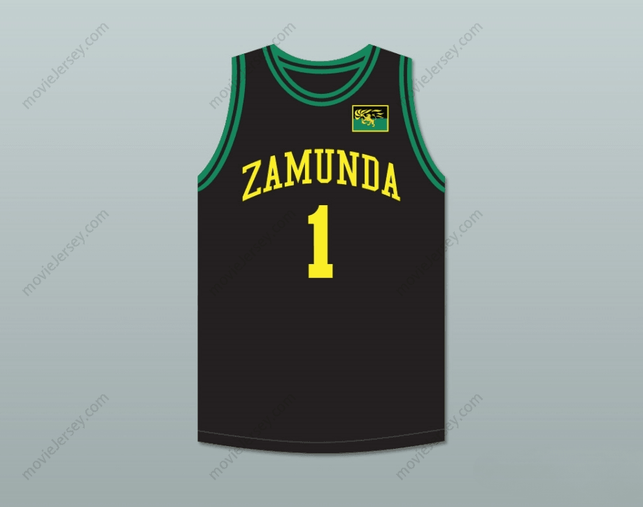 PERSONALIZA Cualquier Nombre Número PRÍNCIPE AKEEM JOFFER 1 CAMISETA DE BALONCESTO NEGRA DE PAÍS AFRICANO DE FICCIÓN CON PARCHE DE BANDERA Costuras Reforzadas S-6XL
