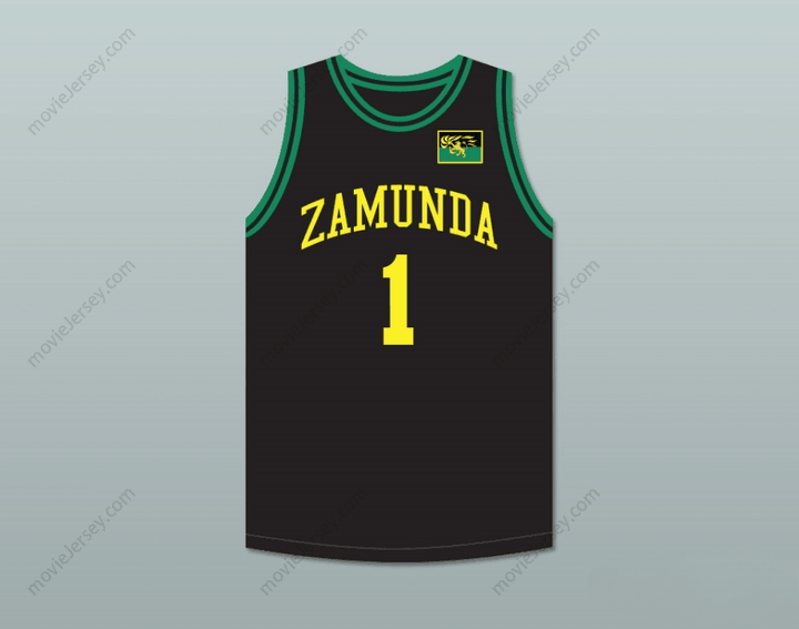PERSONALIZA Cualquier Nombre Número PRÍNCIPE AKEEM JOFFER 1 CAMISETA DE BALONCESTO NEGRA DE PAÍS AFRICANO DE FICCIÓN CON PARCHE DE BANDERA Costuras Reforzadas S-6XL