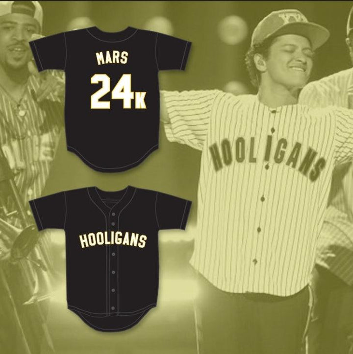 Personalizado cualquier nombre número BRUNO MARS 24K HOOLIGANS CAMISETA BÉISBOL NEGRA PREMIOS BET Costura superior S-6XL