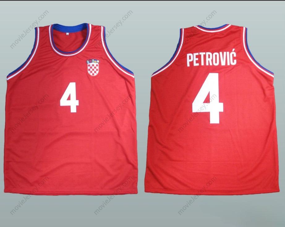 CUSTOM ANY Name Number DRAZEN PETROVIC 4 CROATIA RED BASKETBALL JERSEY Top Stitched S-6XL