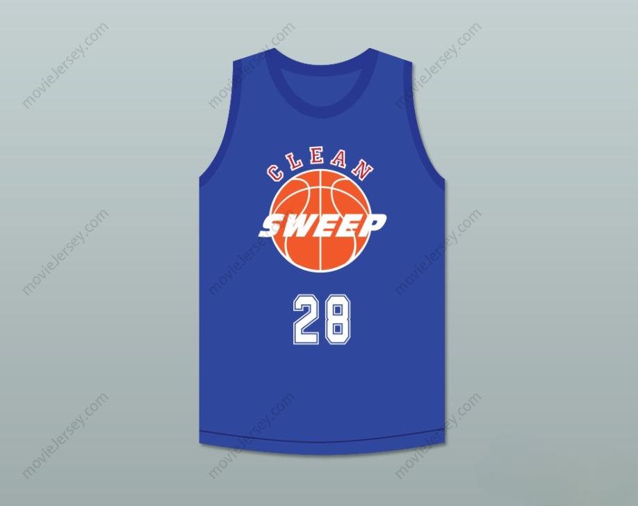 CUSTOM ANY Name Number T.J. 28 CLEAN SWEEP BLUE BASKETBALL JERSEY SLAM DUNK ERNEST Top Stitched S-6XL