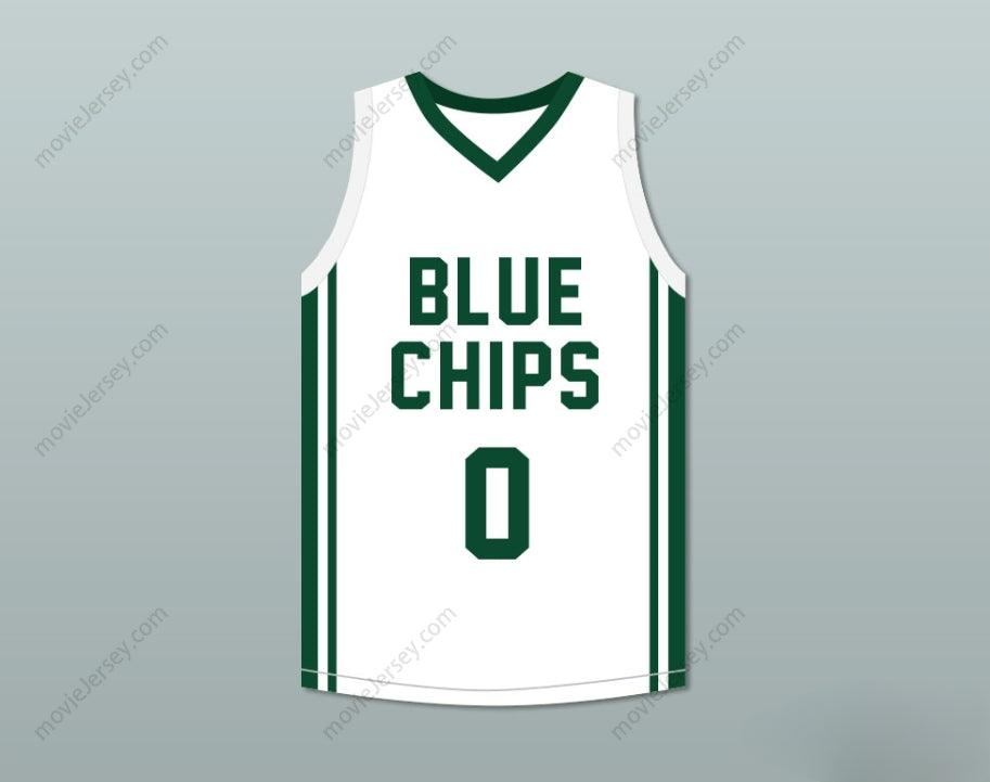 CUSTOM ANY Name Number LEBRON JAMES JR 0 BLUE CHIPS WHITE BASKETBALL JERSEY 1 Top Stitched S-6XL