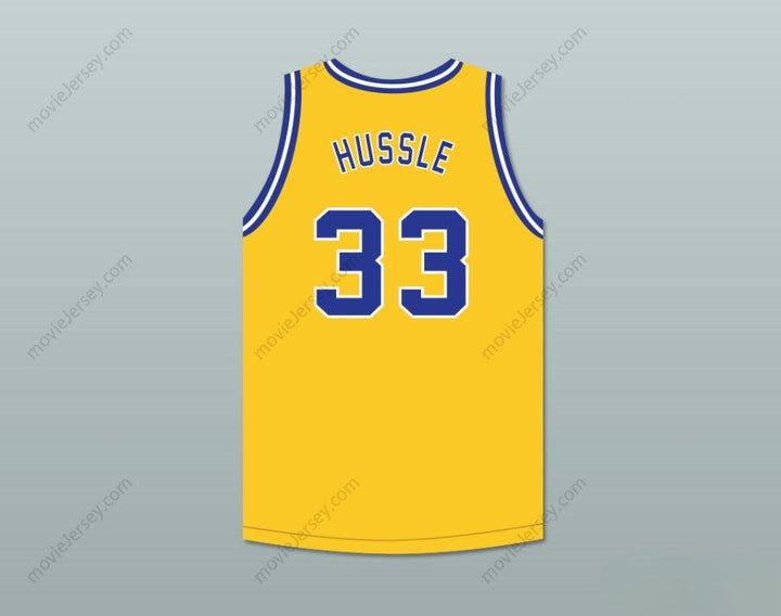 CAMISETA DE BALONCESTO AMARILLA PERSONALIZADA DE NIPSEY HUSSLE #33 CRENSHAW CON CUALQUIER NOMBRE Y NÚMERO, Tallas S-6XL Cosida