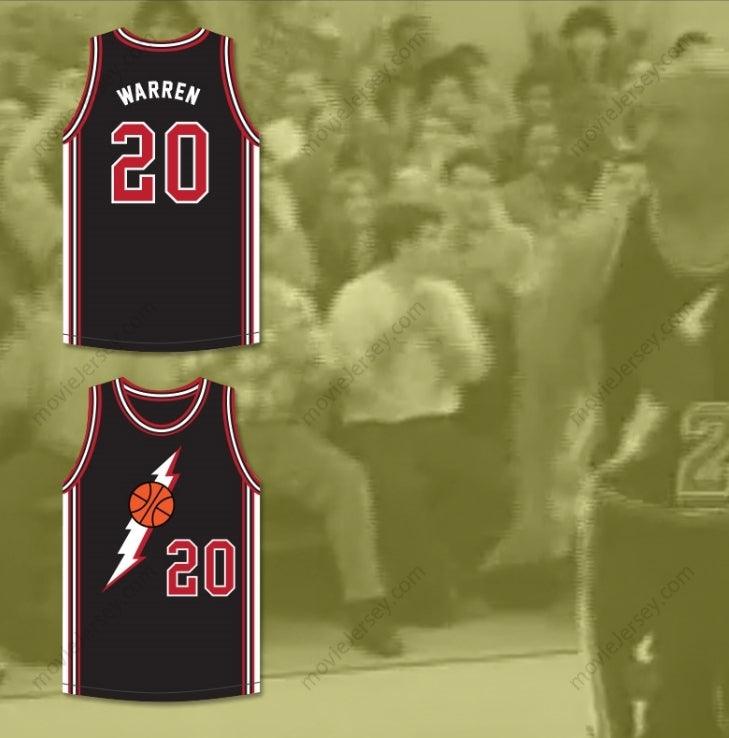 CAMISETA DE BALONCESTO NEGRA PERSONALIZADA CON NOMBRE NÚMERO MILTON WARREN 20 EN CASA Cosida S-6XL