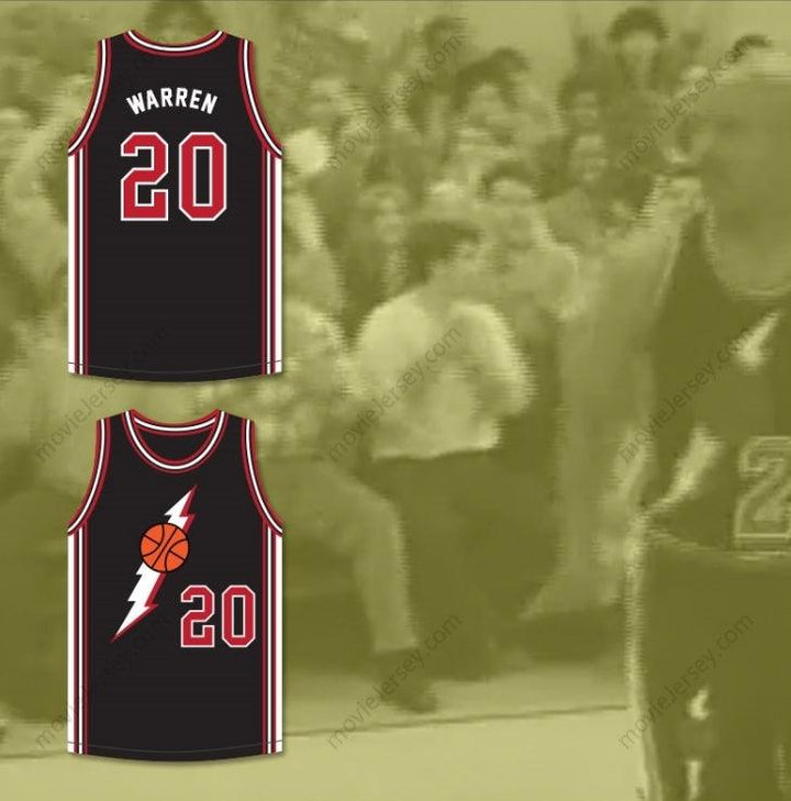 CAMISETA DE BALONCESTO NEGRA PERSONALIZADA CON NOMBRE NÚMERO MILTON WARREN 20 EN CASA Cosida S-6XL