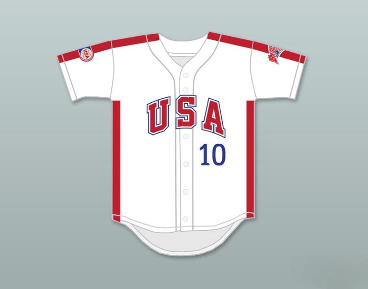 Camiseta de béisbol con botones de GARY GREEN número 10 de 1984, Equipo de EE. UU., blanca, con cualquier nombre y número personalizado, cosida, tallas S-6XL