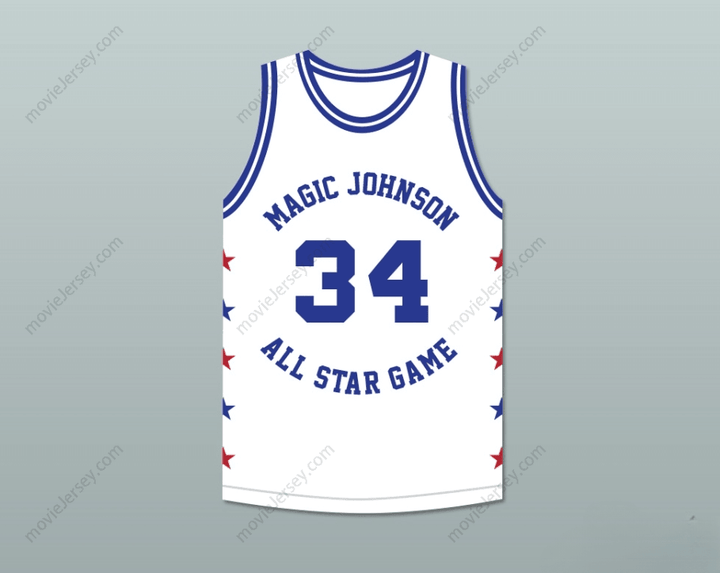 CUSTOM ANY Name Number CHARLES BARKLEY 34 MAGIC JOHNSON ALL STAR GAME WHITE BASKETBALL JERSEY 1986 MIDSUMMER NIGHT'S MAGIC CHARITY EVENT Top Stitched S-6XL