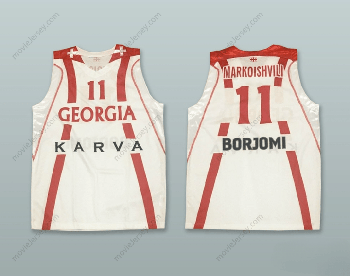 CUSTOM ANY Name Number MANUCHAR MARKOISHVILI 11 GEORGIA WHITE BASKETBALL JERSEY Top Stitched S-6XL