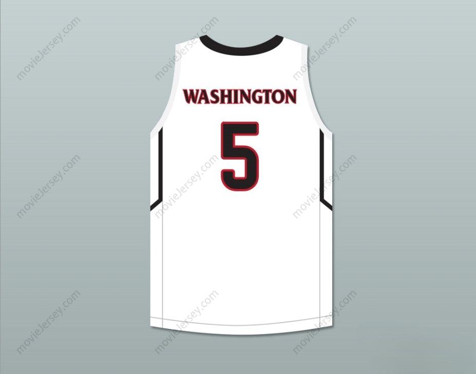 PERSONALIZA CUALQUIER Nombre Número P. J. WASHINGTON 5 CAMISETA DE BALONCESTO BLANCA BORDADA TALLAS S-6XL