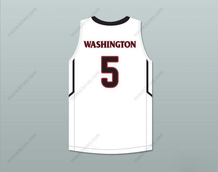 PERSONALIZA CUALQUIER Nombre Número P. J. WASHINGTON 5 CAMISETA DE BALONCESTO BLANCA BORDADA TALLAS S-6XL