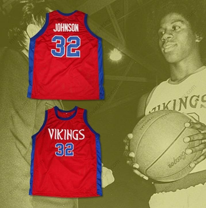 Personaliza Cualquier Nombre Número MAGIC JOHNSON 32 LANSING EVERETT HIGH SCHOOL VIKINGS CAMISETA DE BALONCESTO ROJA Cosida Tallas S-6XL