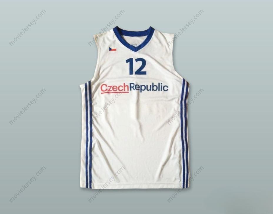 PERSONALIZA Cualquier Nombre Número DAVID JELINEK 12 REPÚBLICA CHECA CAMISETA BALONCESTO Blanca Cosida Tallas S-6XL