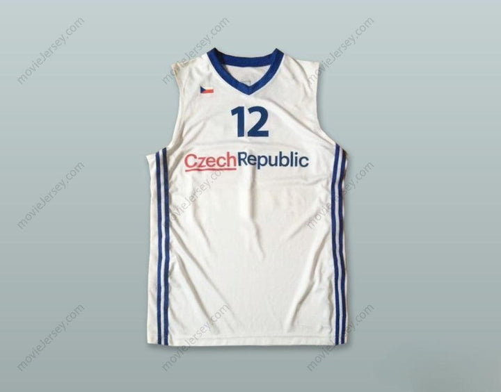 PERSONALIZA Cualquier Nombre Número DAVID JELINEK 12 REPÚBLICA CHECA CAMISETA BALONCESTO Blanca Cosida Tallas S-6XL