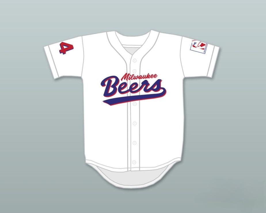 Custom Any Name Number JOE COOPER 44  BEERS LOGO DELUXE BASEKETBALL WHITE BASEBALL JERSEY Top Stitched S-6XL