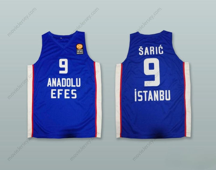 PERSONALIZA Cualquier Nombre Número DARIO SARIC 9 ANADOLU EFES ESTAMBUL CAMISETA BALONCESTO AZUL Costura Superior S-6XL